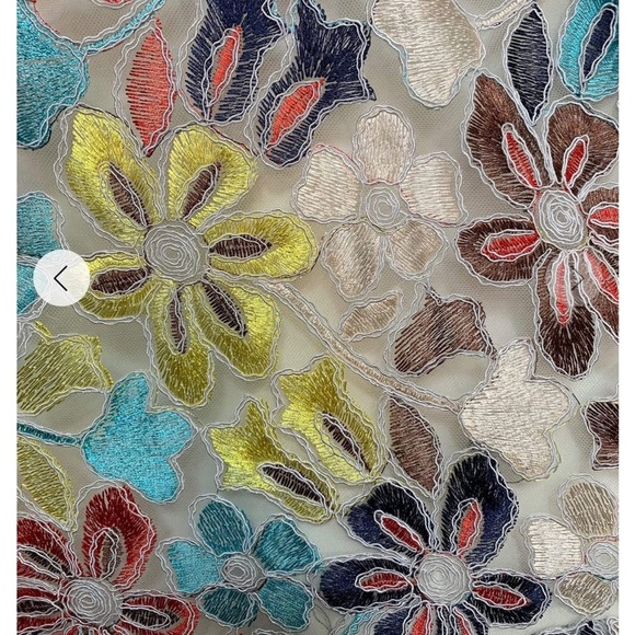 Anthropologie Eva Franco Embroidered Floral Midi Skirt Mesh Satin Lined Sz 6 - Picture 3 of 14